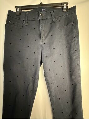 Gap True Skinny Black Flocked Polka Dot Jeans Size 27R